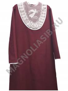 Платье ритуальное с кружевной грудкой габардин