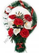 Корзина "Мэри" с атласными каллами и розами выс.80/90см ш.45см