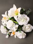 Букет ассорти роза с лилией 13гр 51см (бел роз крас фиол крем)