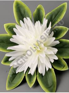 Хризантема 10см атлас на листе 4сл 17см(бел желт сир роз)