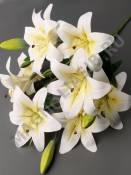 Букет лилий латексных с бутонами (9 лилий+3 бутона) 55 см (бел бел-зел)